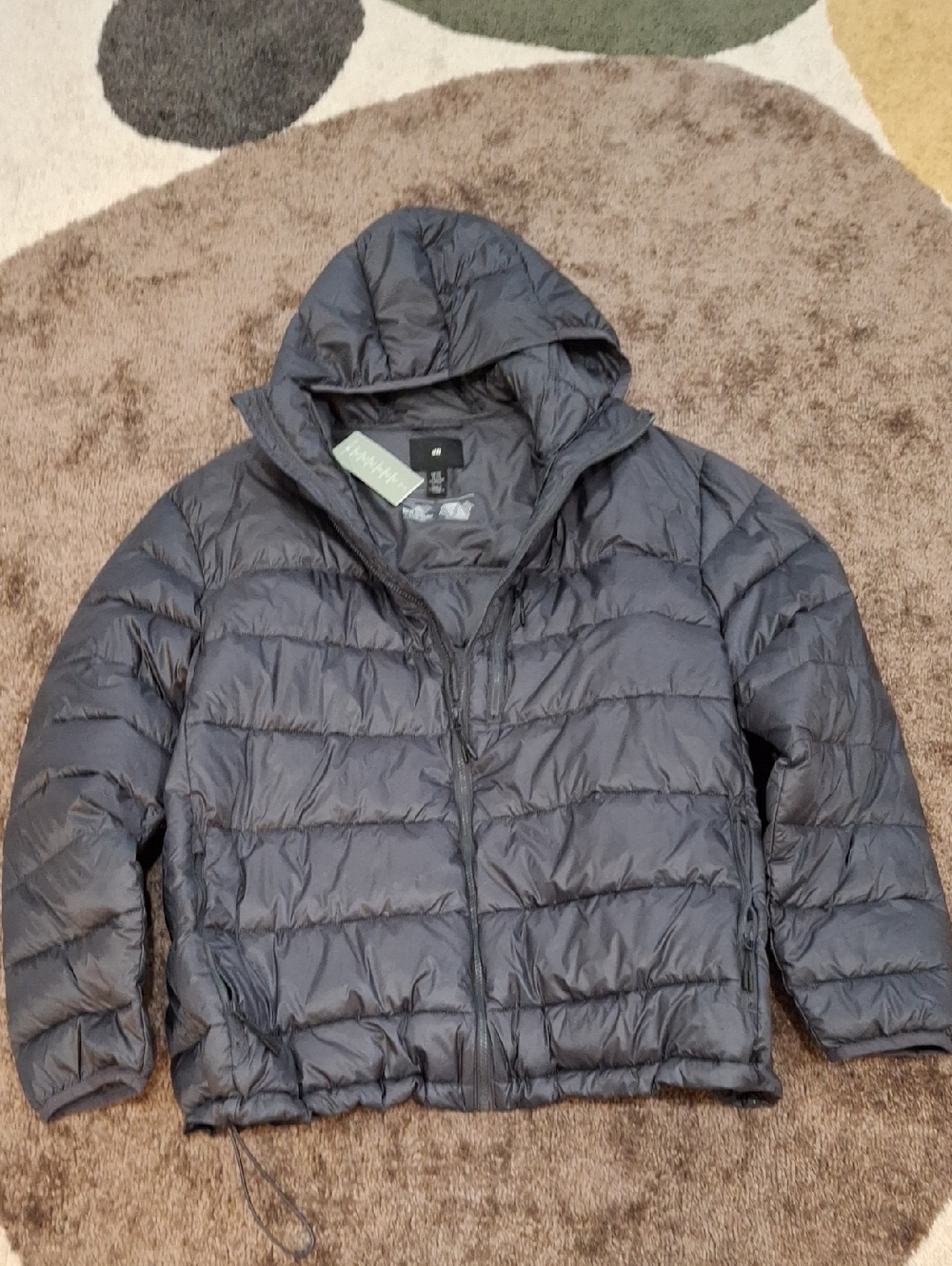 H&M  Hooded Puffer Jacket - Charcoal Gray